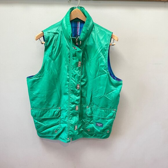 Lauren RL67 Green Nylon Vest W/ Plaid Cotton Lining Marine & Sailing Team Size M - Picture 1 of 9
